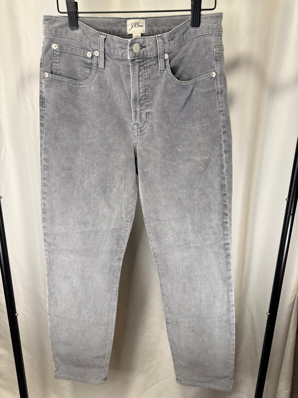 J.Crew Vintage Slim Straight Corduroy Pants Women 27 Gray Mid Rise Casual